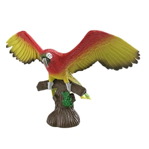 Magideal - Figuras De Loros, Figuras De Acción De Pájaros, Juego De Adorno De Guacamayo En Miniatura, Modelo De Loro En Rama Para Decoración De Escritorio, Ayuda Rojo