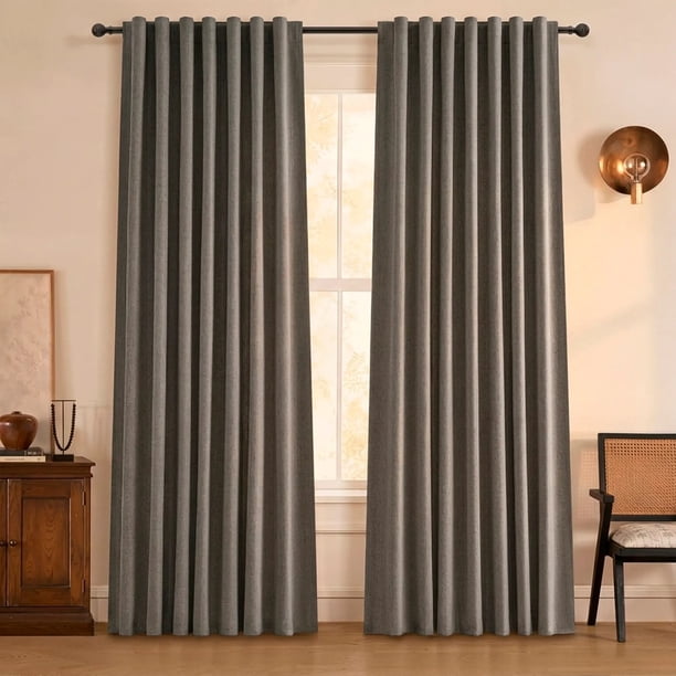 Cortina 100% Blackout 2 Paños 140 x 220 Lino Térmica Roller Gris