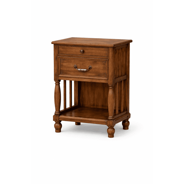 Velador Vintage Provenza 2 Cajones Madera Maciza 45 × 32 × 66 cm