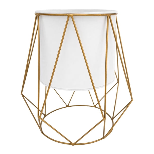 Porta Macetero Pedestal Maceta Plantas Metalico Decorativo blanco