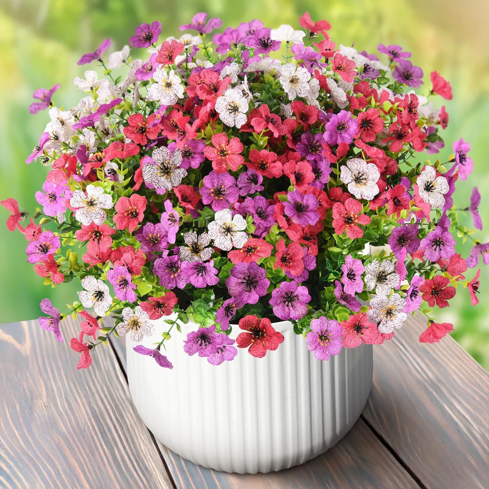 Flores Artificiales Zfprocess, Plantas Artificiales Para Exteriores, 12 Paquetes