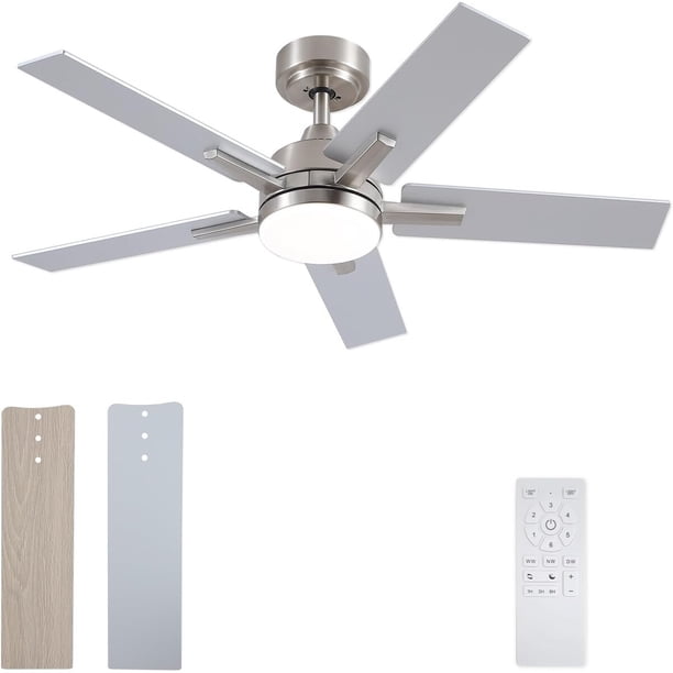 Ventilador de techo SODSEA DY12405B42 de 42 in (107 cm) con acabado nickel y luz LED