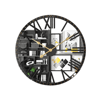 Hogarly - Reloj De Pared Decorativo 60 Cm Con Fondo Espejo Diseño Retro
