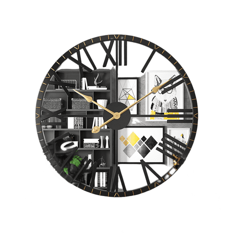 Hogarly - Reloj De Pared Decorativo 60 Cm Con Fondo Espejo Diseño Retro