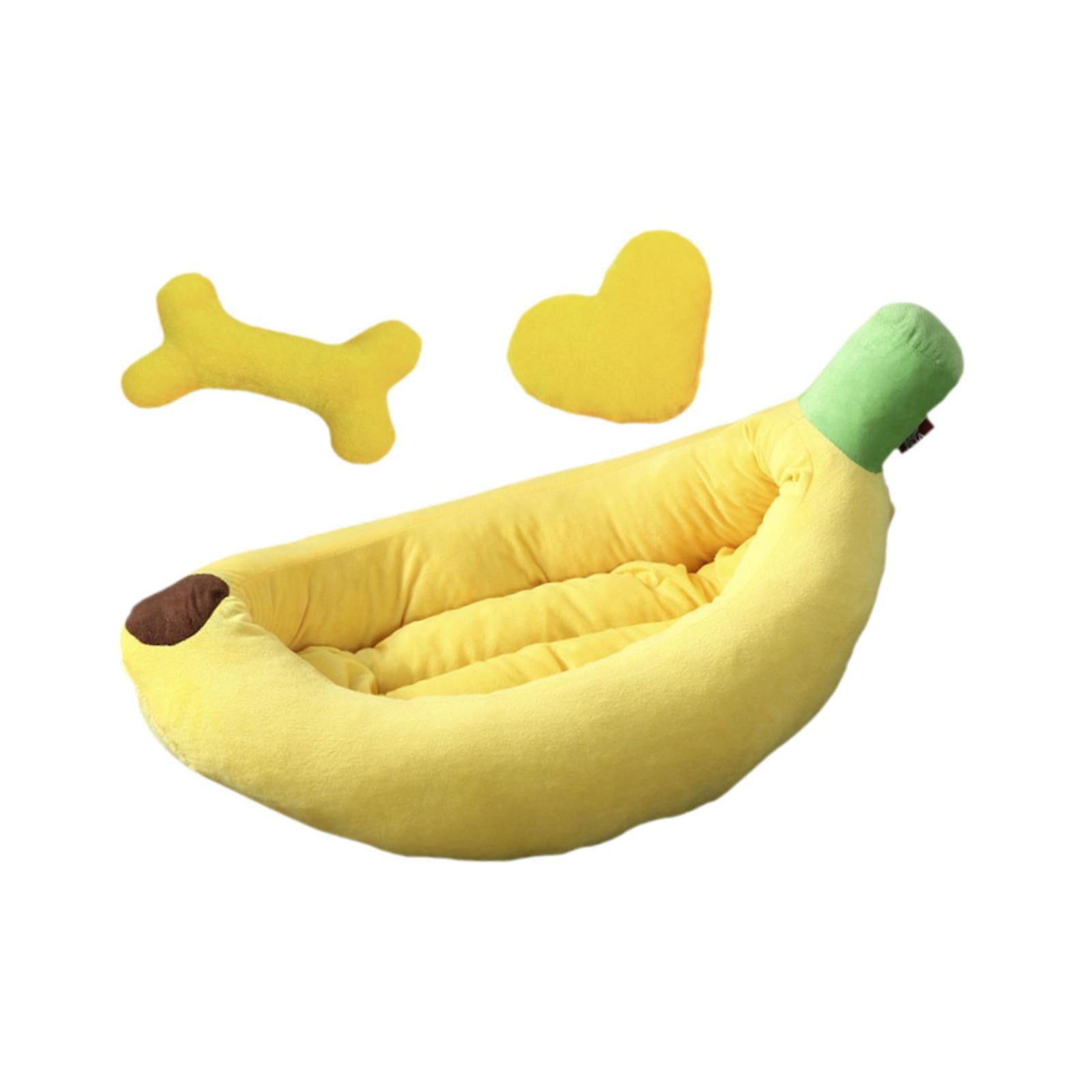 Magideal - Cama Para Mascotas Cama Para Perros Cama Para Gatos Cama Banana Lavable Diseño Divertido De Peluche Algodón Transpirable Adecuada Para Perros Pequeños M
