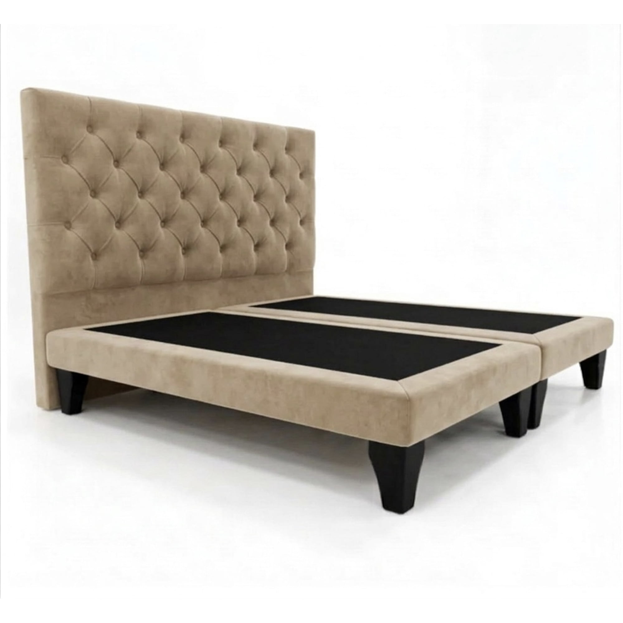 Home V Ele - Cama King Capitone Base Dividida Beige En Felpa