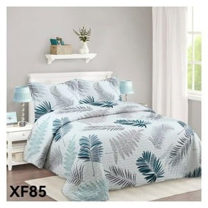 Genérico - Cubrecama Quilt Verano 2 Plazas - Crema Hojas Xf85