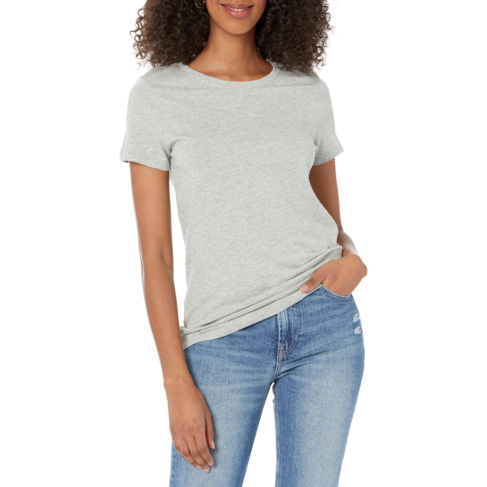 Camiseta Shirt Gap Favorite Para Mujer, Color Gris Jaspeado Claro