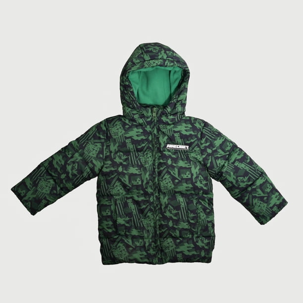 Parka Niño Full Print Personajes Verde Minecraft