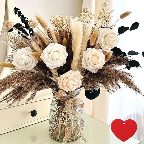 Flores Artificiales 100pcs Jarron Pampas 20h