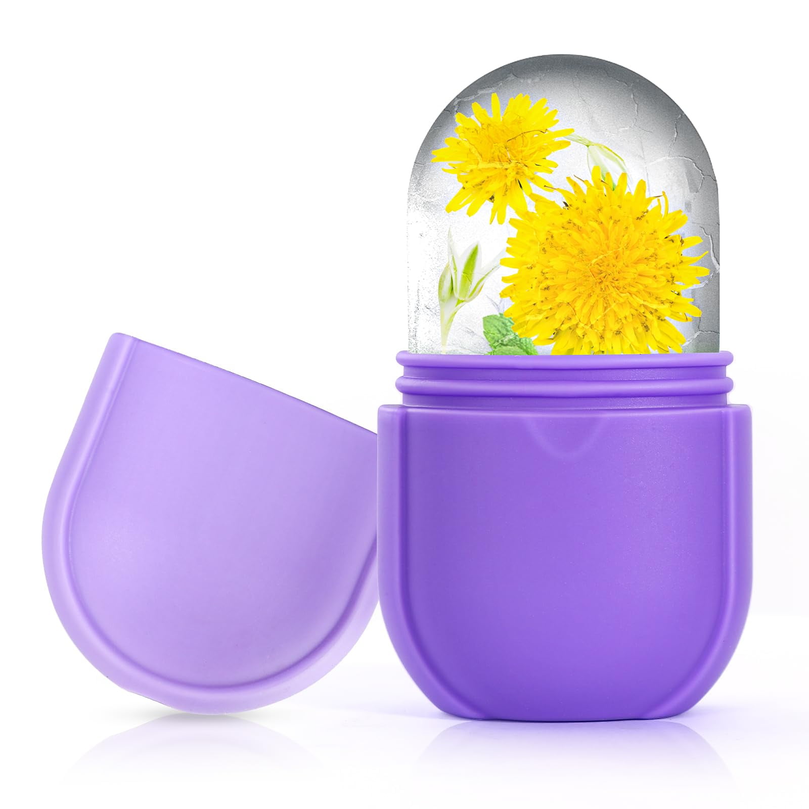 Xusx111 - Rodillo De Hielo Para Cara Y Ojo, Herramientas De Cuidado De La Piel Actualizadas, Cubo Facial De Hielo, Masaje Facial Gua Sha, Molde De Hielo De Silicona Para La Belleza Facial (púrpura) 2p