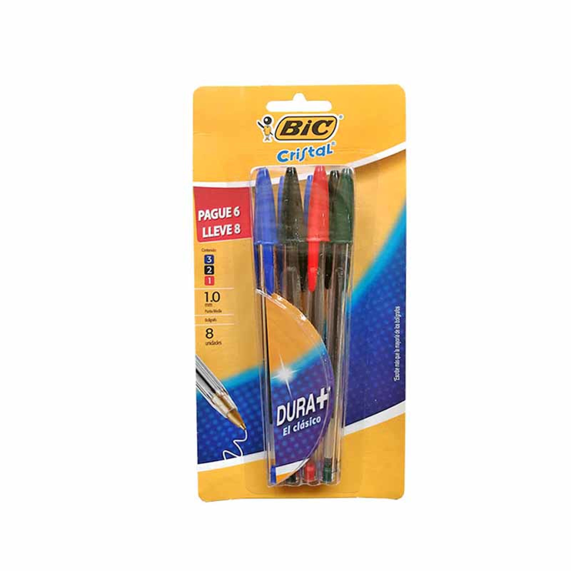 Bolígrafos Punta Media 1.0 Mm Multicolores / 8 Unidades BIC