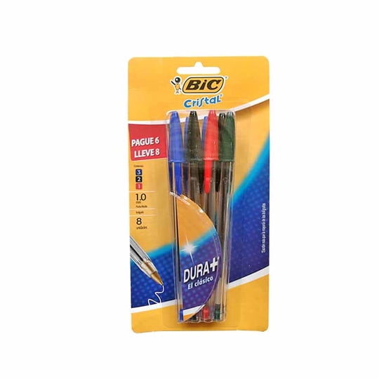 Bolígrafos Punta Media 1.0 Mm Multicolores / 8 Unidades Bic