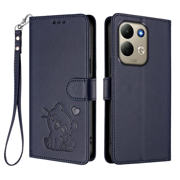 Xiaomi Redmi 17 4G/5G Funda Billetera con Estampado de Gato, Azul