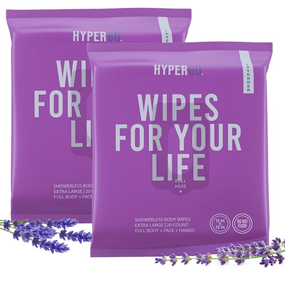 Body Wipes HyperGo XL 12x12 para limpieza corporal completa sin enjuague
