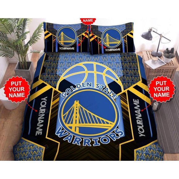 Custom Name Golden State Warriorss Quilt Duvet Cover Set Bedroom Decor 3-Piece Bedding Set