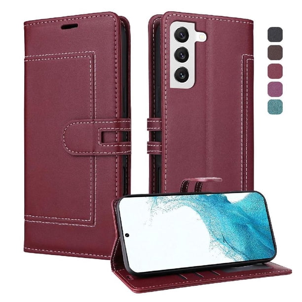 Premium Wallet Case for Samsung Galaxy S23 with Card Slots & Kickstand, Flip Cover Red