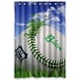 thumbnail image 1 of Cortina de ducha de béisbol de América, juego de cortina de baño con ganchos, tamaño 48 x 72 pulgadas, 1 of 3