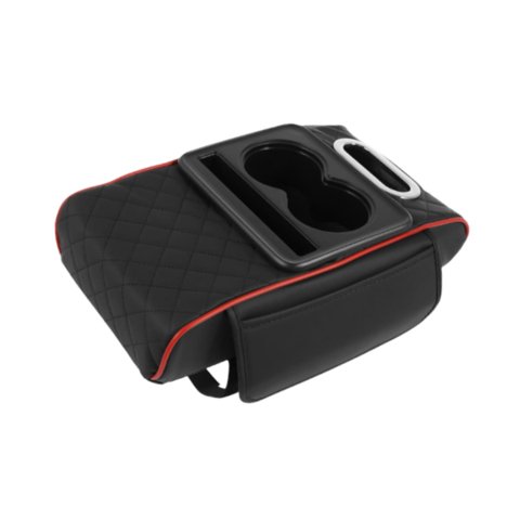 Magideal - Almohadilla Genérica De La Consola Media, Pu, Almohadilla Del Reposabrazos, Ranura Para Teléfonos Móviles En El Interior, Múltiples Usos Múltiples, Negro Rojo
