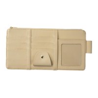 Ioensy - Auto Sun Visor Organizador Portavasos Para Almacenar Tarjetas Documento Pen Beige