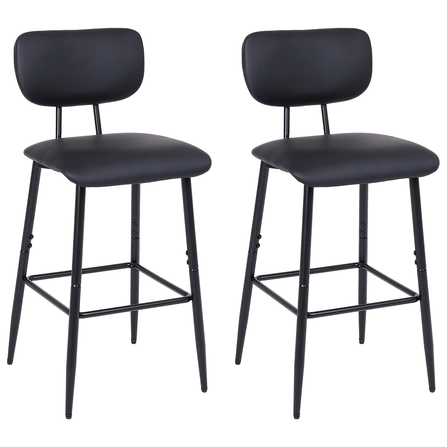 Novahus - Pack 2 Pisos De Bar De Cocina Mid-century Con Respaldo Negro