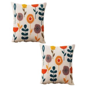 Genérico - Pack De 2 Fundas De Cojin Bordadas 45X45Cm Blanco 04