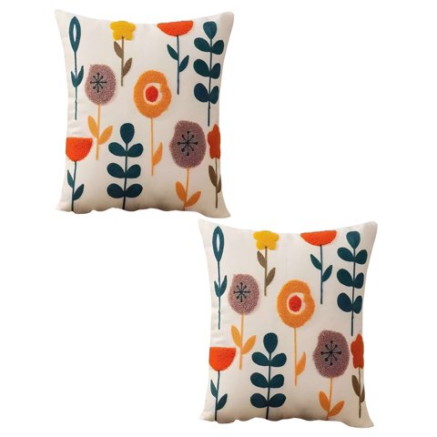 Genérico - Set De 2 Fundas De Cojin Bordadas 45X45Cm Blanco 04