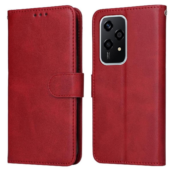 Funda Billetera para Honor 200 Lite 5G con Porta Tarjetas y Soporte Ajustable Rojo