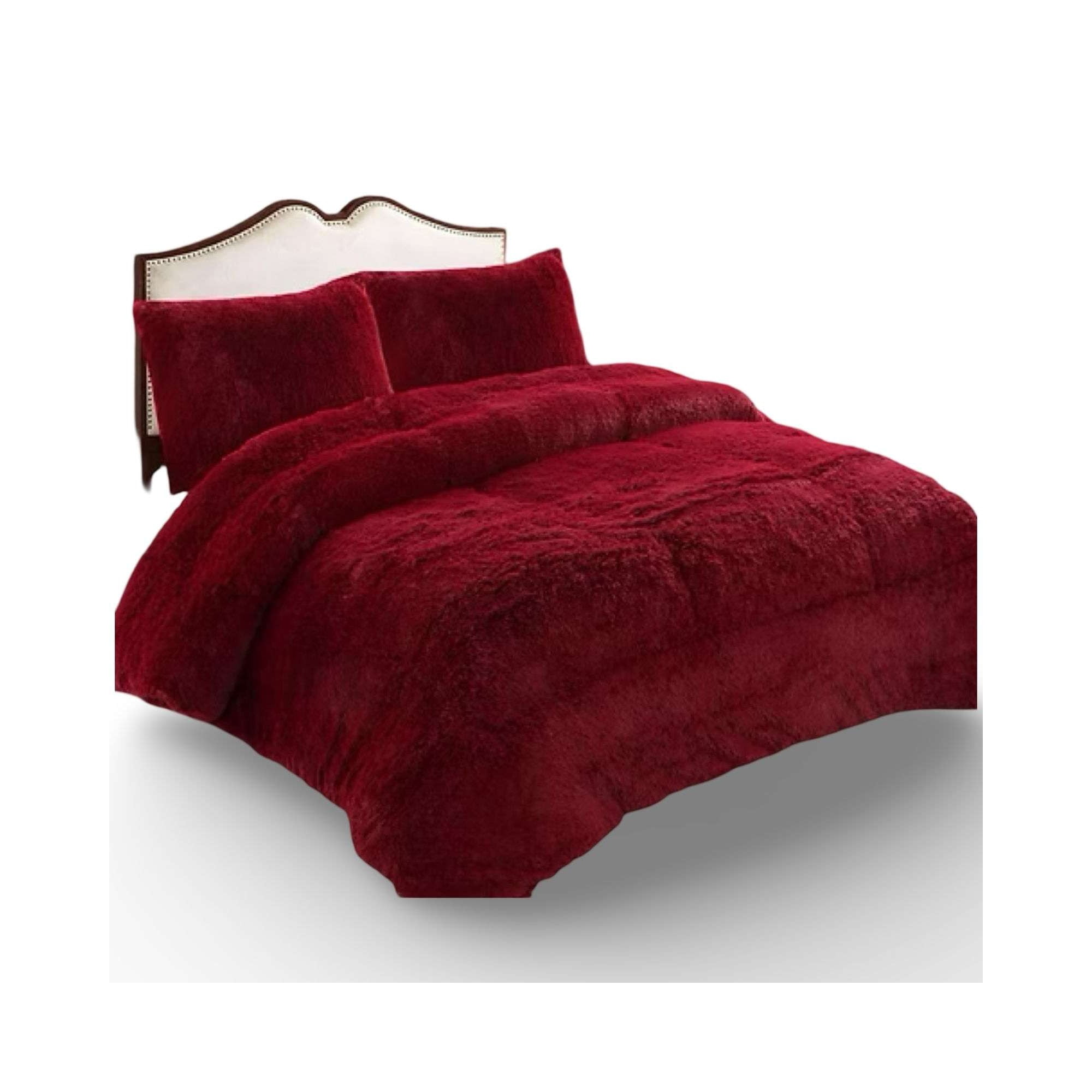 Gran Sol - Plumón Cubrecama Chiporro Peludo Grueso Plaza Y Media Burdeo