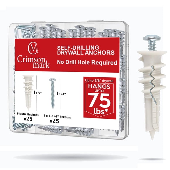 Kit de Tornillos y Anclajes CrimsonMark 50 uds #8 para Panel de Yeso