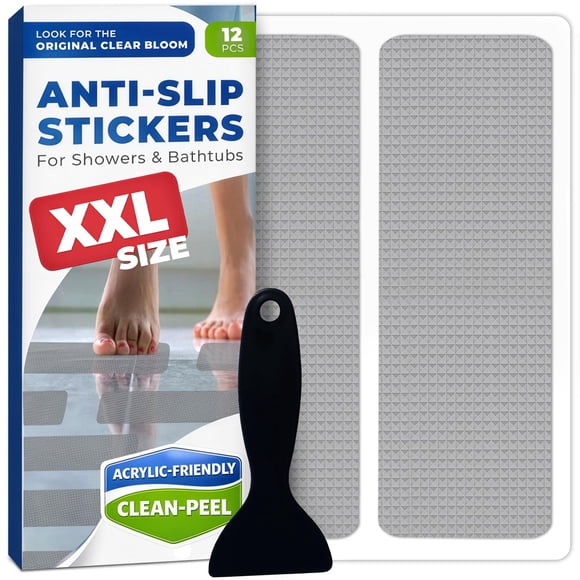 Pegatinas antideslizantes para ducha Clear Bloom 12 piezas XXL gris