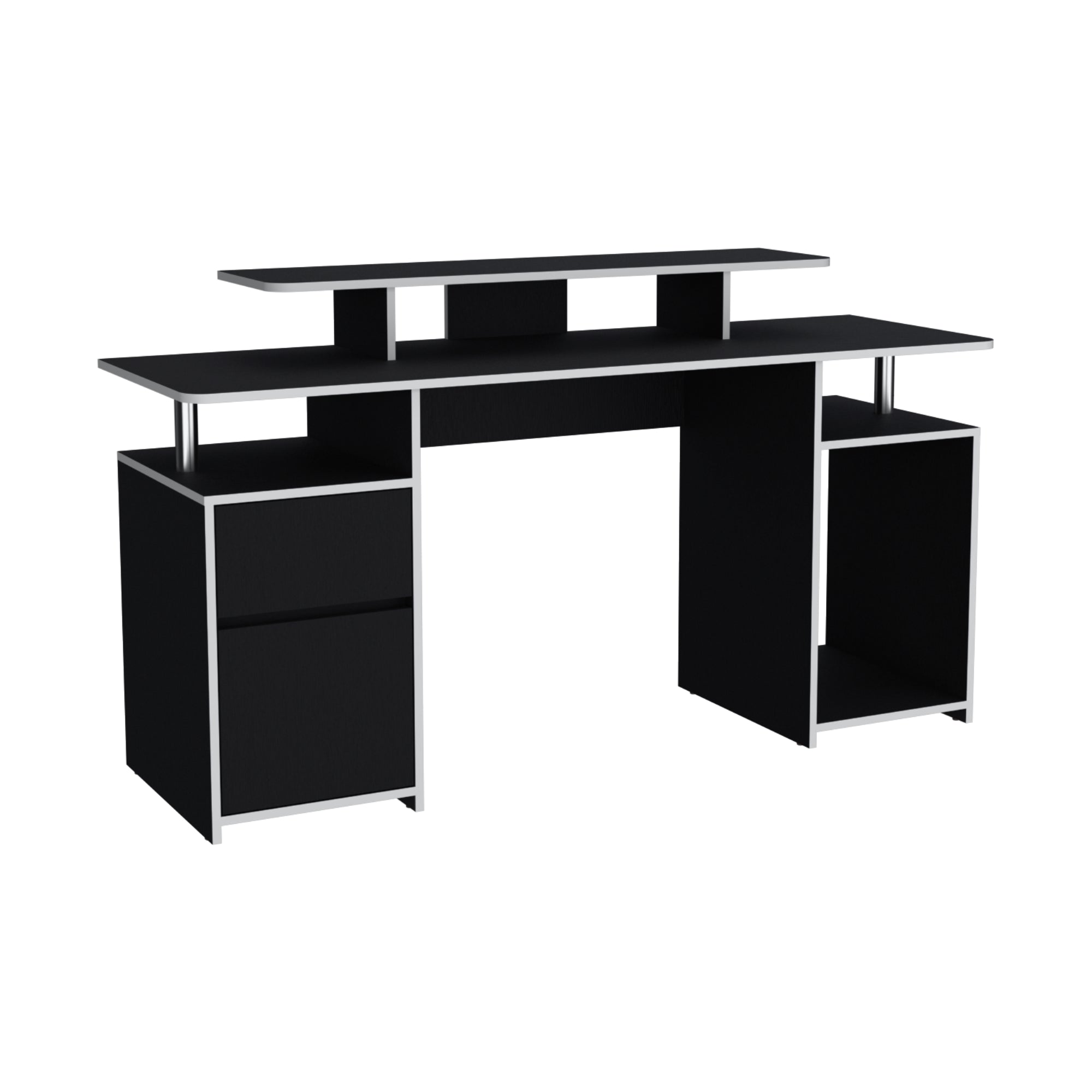 Fmfurniture - Escritorio Gamer Fm-060N - Negro Canto Blanco
