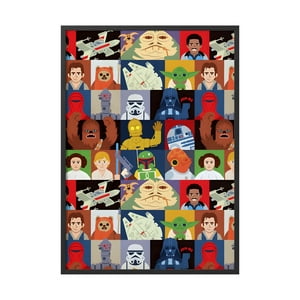Creango - Cuadro Poster Enmarcado Star Wars Collage Varios Personajes Decorativo