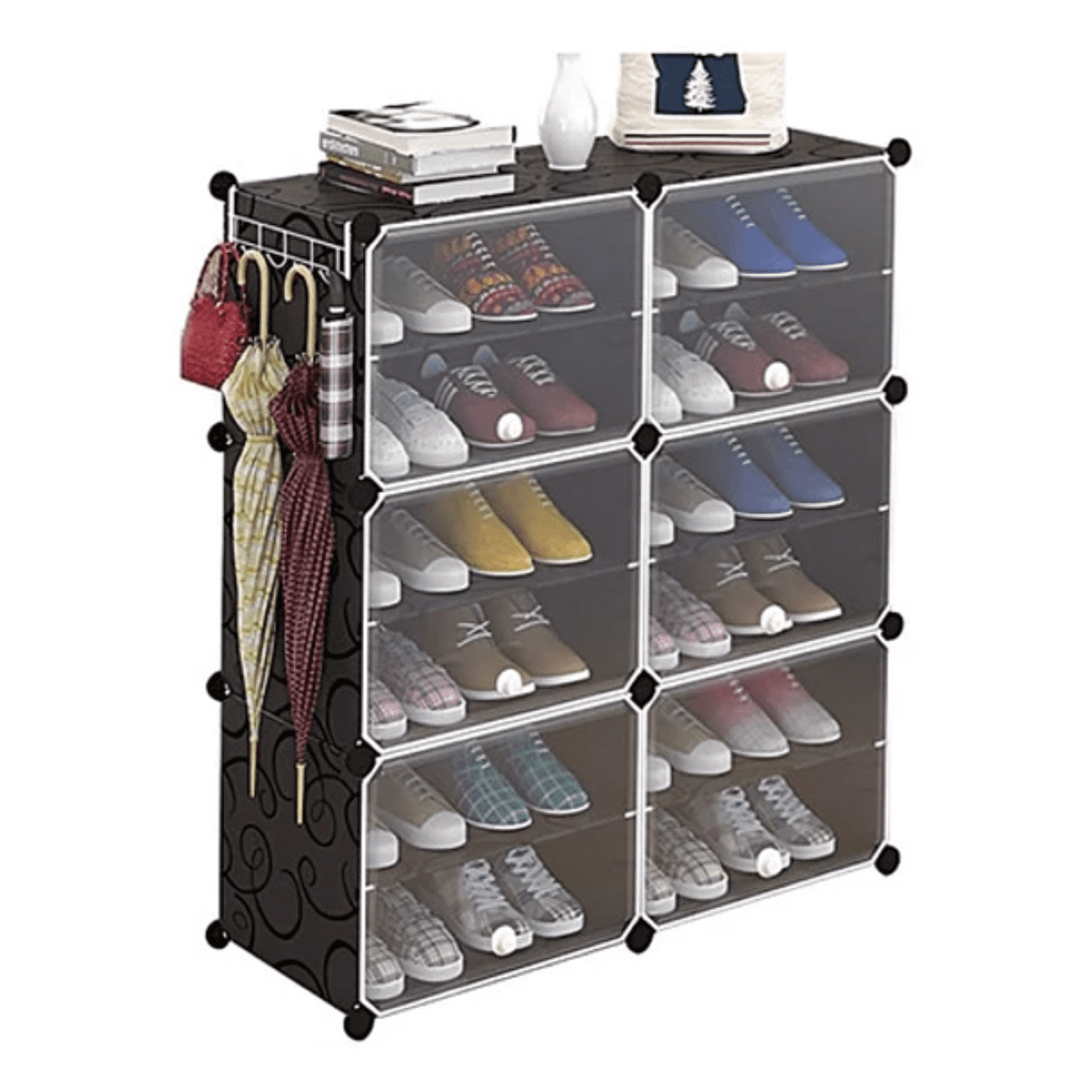 Crusec - Vitrina Zapatero Con Repisas Multiuso Estante Organizador