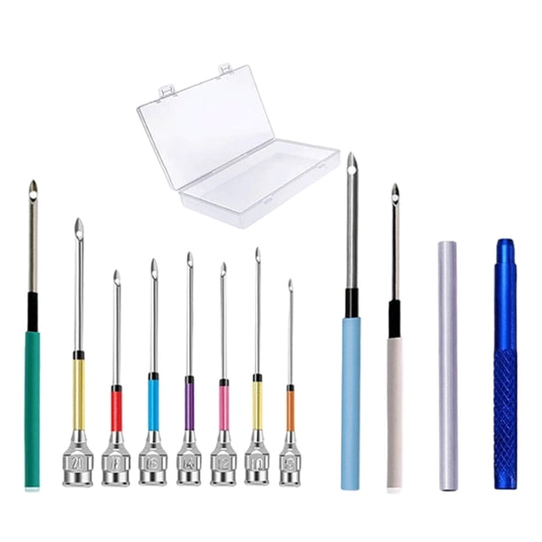 12 piezas de kits de perforación de de bordado de bricolaje herramienta de artesanía de enhebradores para adultos, puntada de tapiz, principiant A