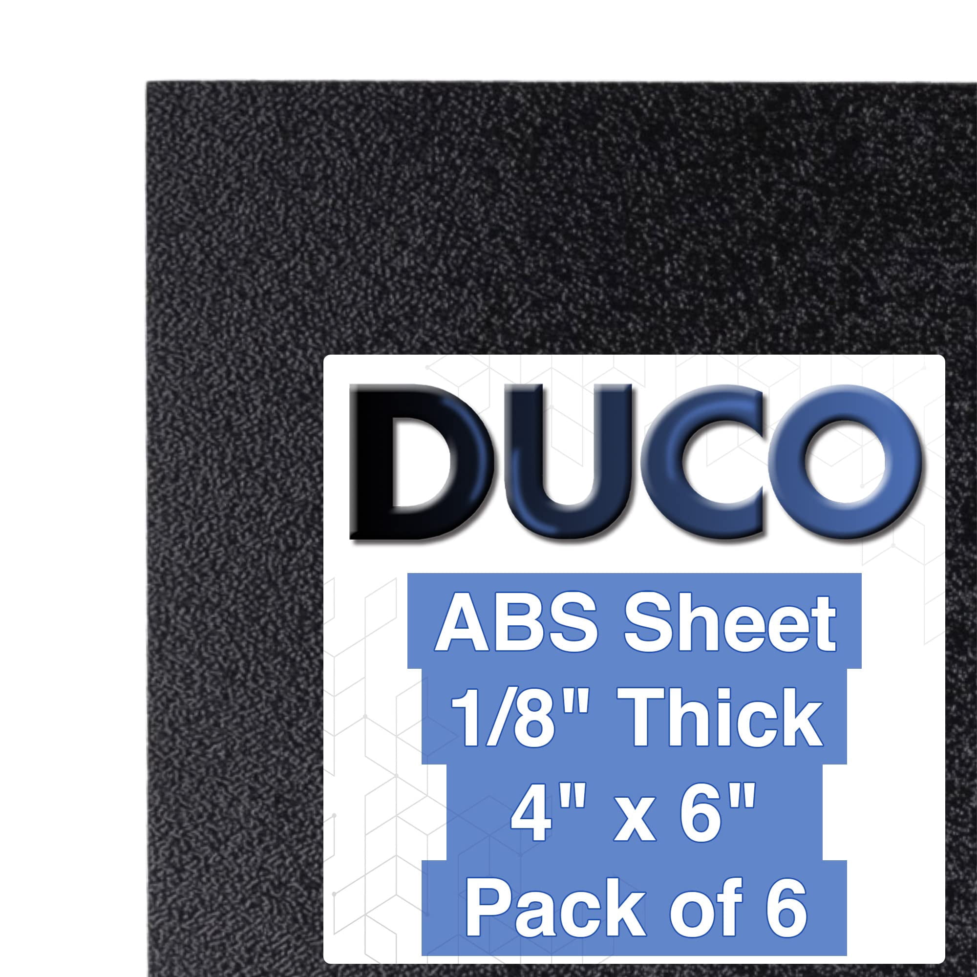 Duco Plastics & Supply - Lámina De Plástico Duco Abs Fabricada En Ee. Uu., 3 Mm De Grosor, 10 X 15 Cm, Paquete De 6 Unidades, Color Negro