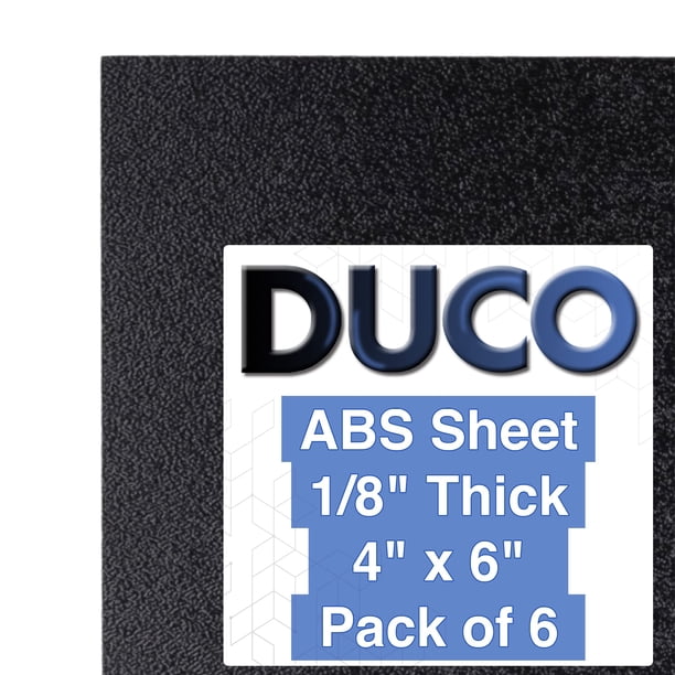 Lámina de plástico Duco ABS fabricada en EE. UU., 3 mm de grosor, 10 x 15 cm, paquete de 6 unidades, color negro