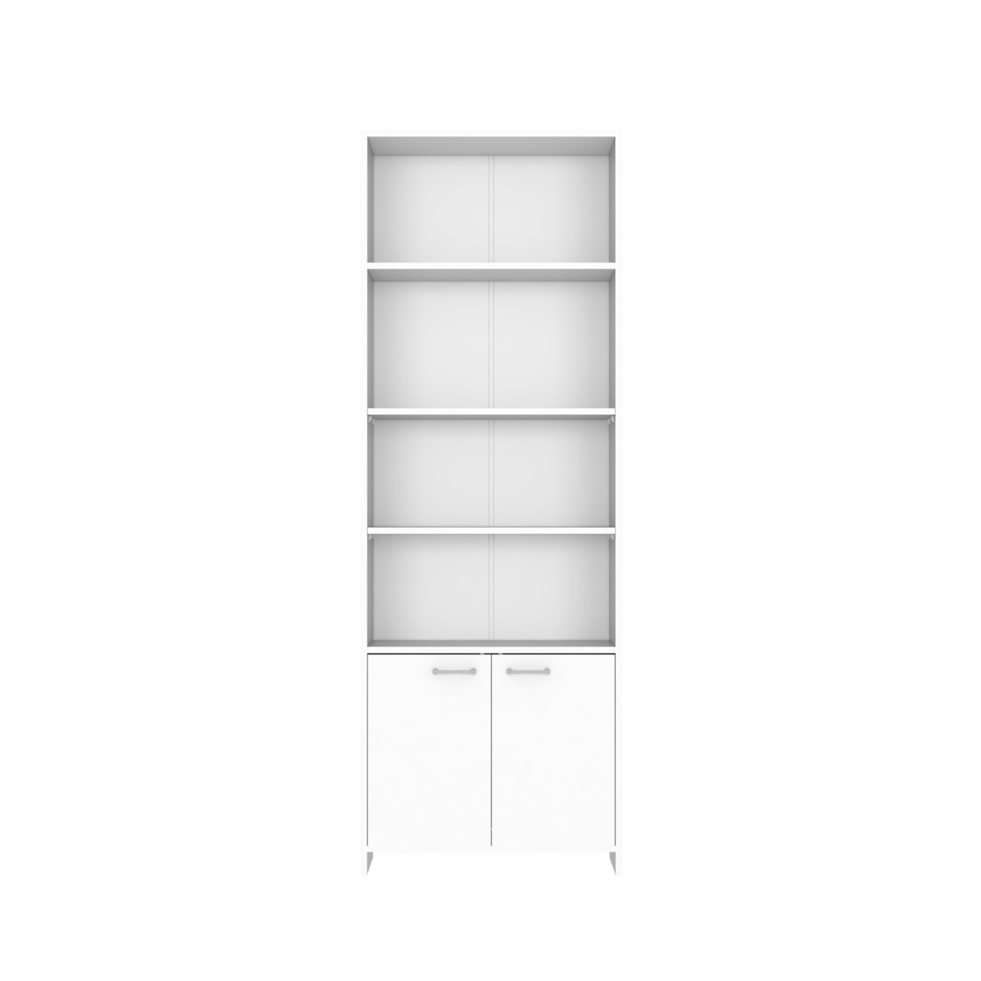 Fmfurniture - Biblioteca Con 5 Repisas Y 2 Puertas Fm-017b - Blanco
