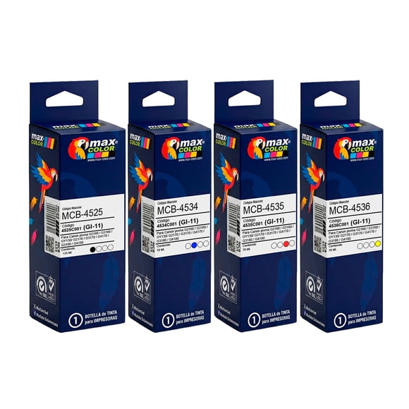 Pack 4 Tintas GI-11 Alternativas Compatible G3160 G2160