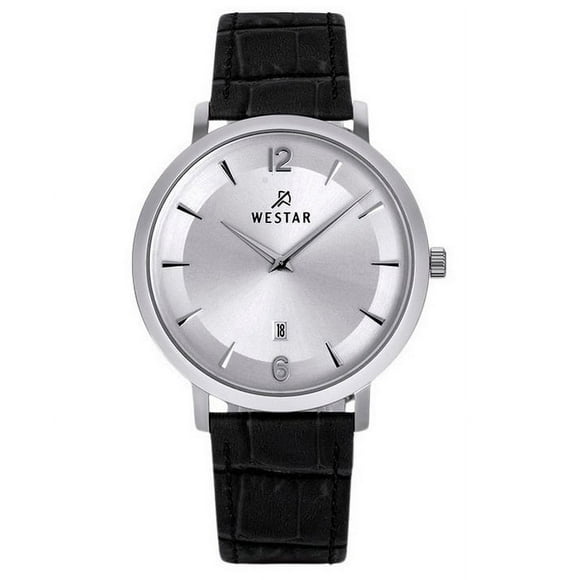 Reloj Profile Correa De Cuero Esfera Plateada Cuarzo 50219stn107 Para Hombre &nbsp;