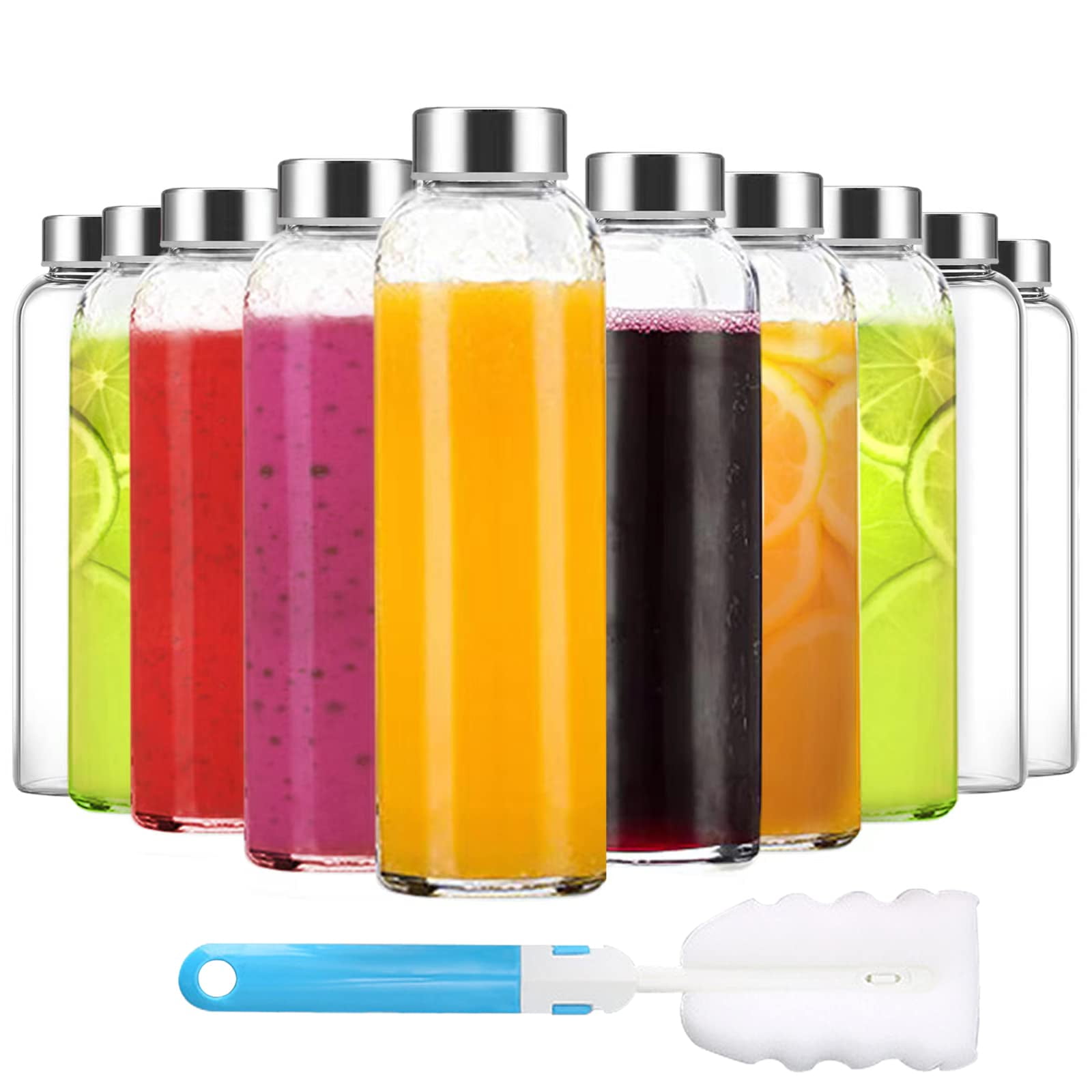 Botellas De Agua De Vidrio Luxfuel Clear 530 Ml Con Tapa De Acero Inoxidable X10