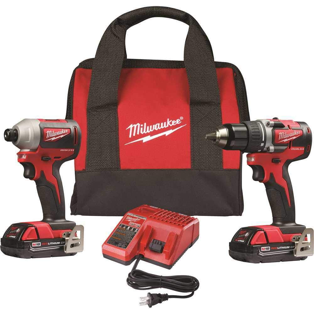 Kit Combinado De Taladro/destornillador De Impacto Milwaukee M18 Compact Sin Escobillas