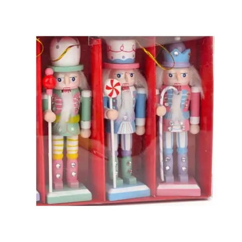 Click Ventas - Pack X3 Cascanueces Soldados Madera Decoración Colgantes Arbol Navidad