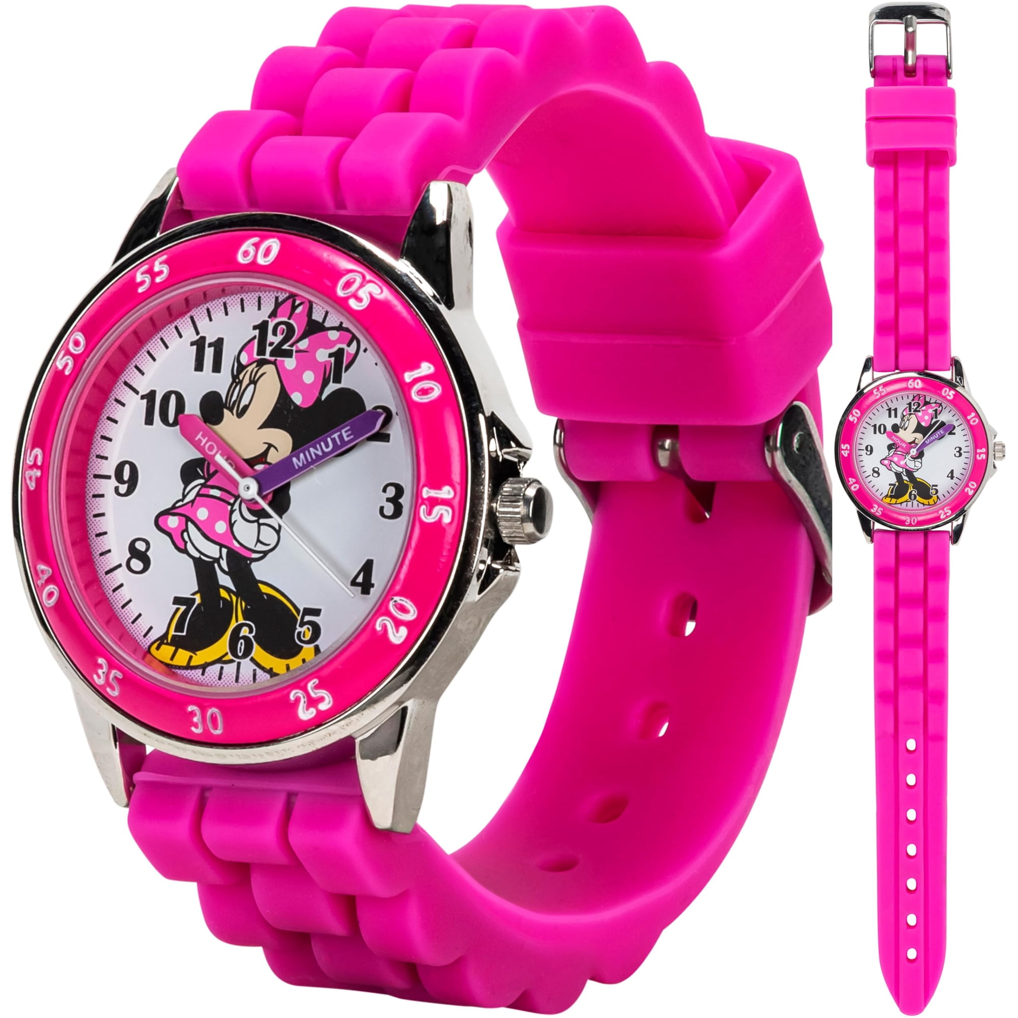 Reloj Accutime Minnie Mouse Para Niños Analógico Time-teacher, Rosa