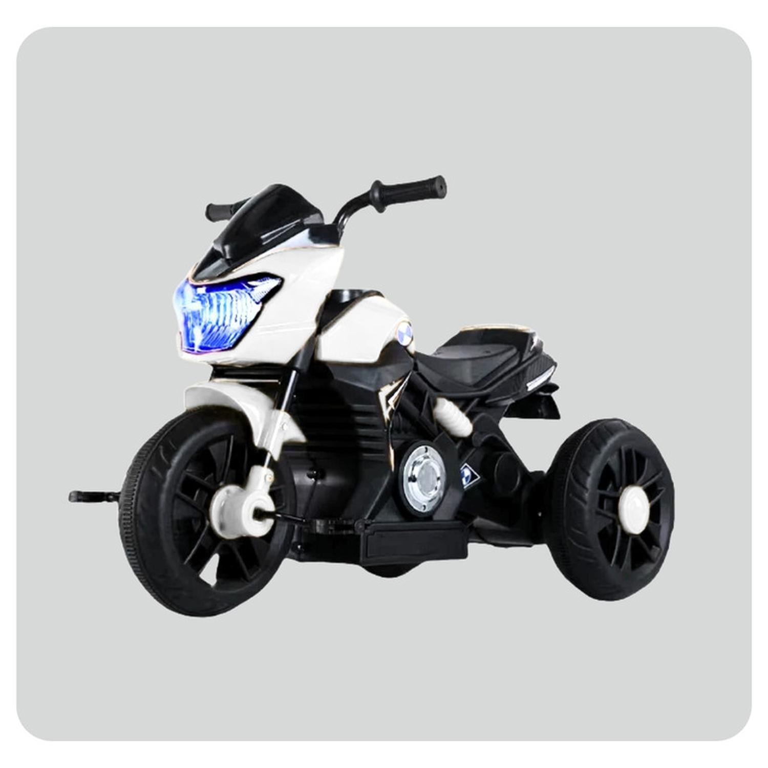 Auckland Outdoor - Moto Niño Antivuelco A Bateria Recargable Luz Y Sonido Blanca Blanco