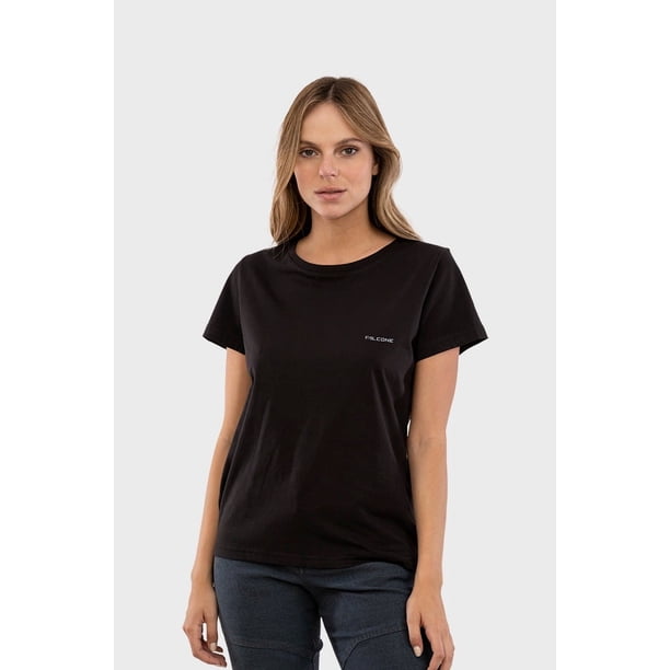 Polera Orgánica Classic Logo Negro Mujer Falcone