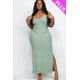 thumbnail image 1 of Vestido Largo de Tirantes Acanalado con Aberturas Laterales, Diseñado para Tallas Grandes., 1 of 9