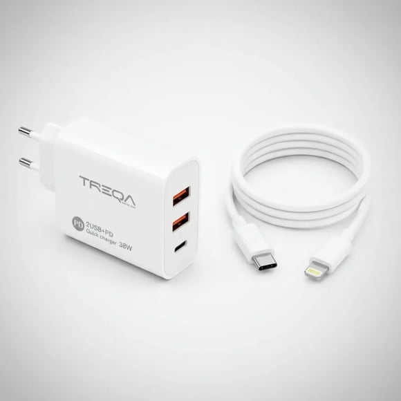 Cargador Rápido 38w 3 Puertos Y Cable Compatible Con iPhone