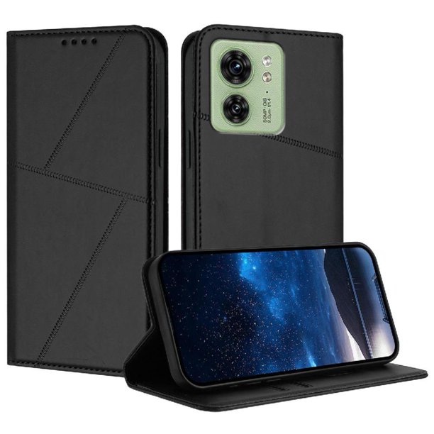 Funda Cartera Magnética para Motorola Edge 40 Protección Antichoque con Ranuras Negro