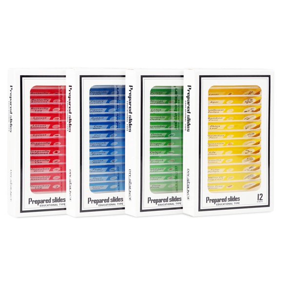 Set De Portaobjetos Para Microscopio Con 48 Animales Insectos Y Plantas